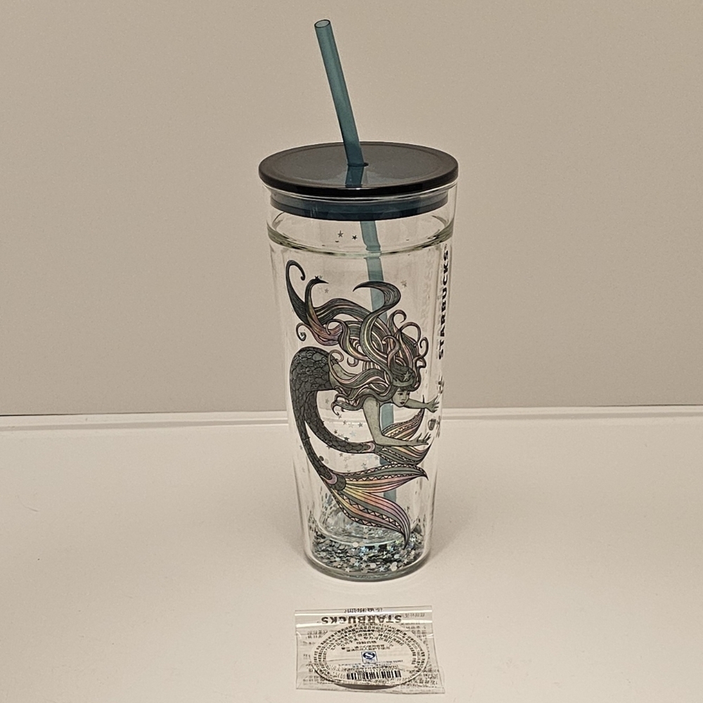 Starbucks Clear Mermaid Tumbler with Teal Lid and Straw